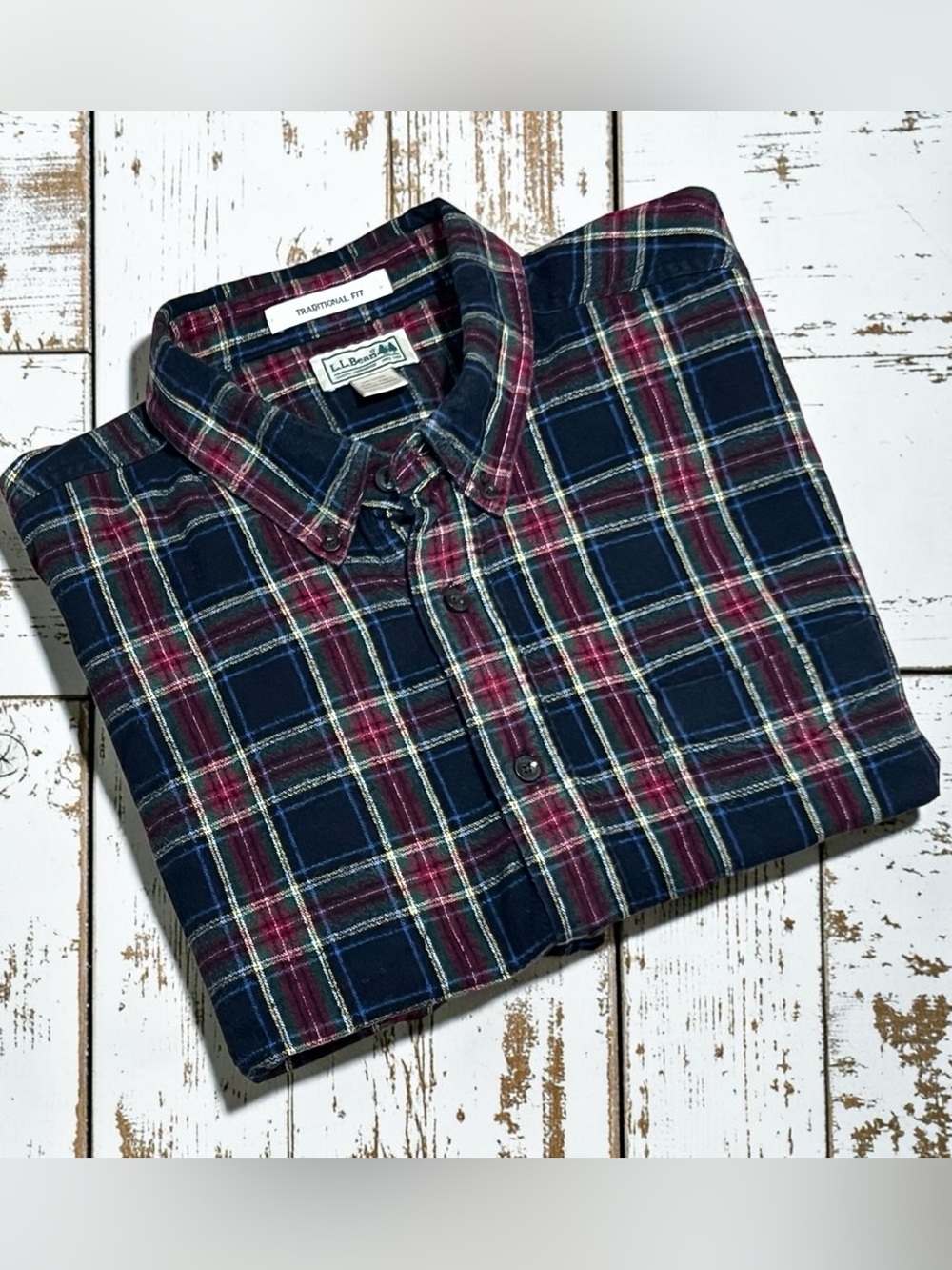 LL Bean Traditional Fit Flannel Shirt XXL Tall Tartan Plaid Big & Tall Button-up